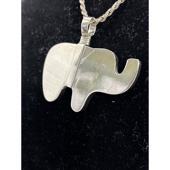 Handmade Sterling Silver Elephant Pendant W/18" .925 Robe Chain Safari Wildlife - Picture 3 of 15